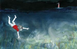 Magda personnage de l'album bilingue franco-allemand Lunes...Eine Mondlose Nacht.