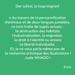 Avis lecteur sur le livre de Patrice Seiler der Schrei, le loup migrant